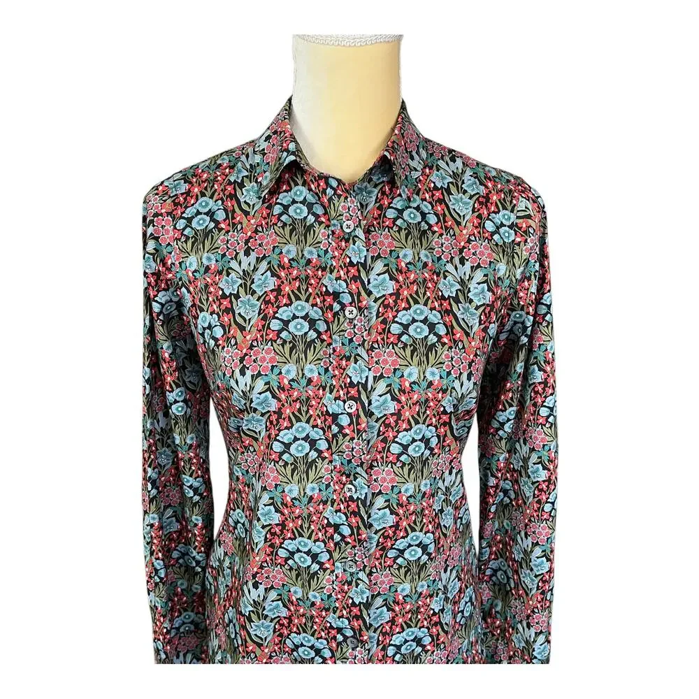 J Crew Liberty Fabric Primrose Floral Button Down Shirt Size 0